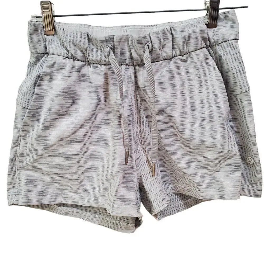 Lululemon On the Fly Shorts size 4 Gray Space Nimbus Women athletic beach travel
